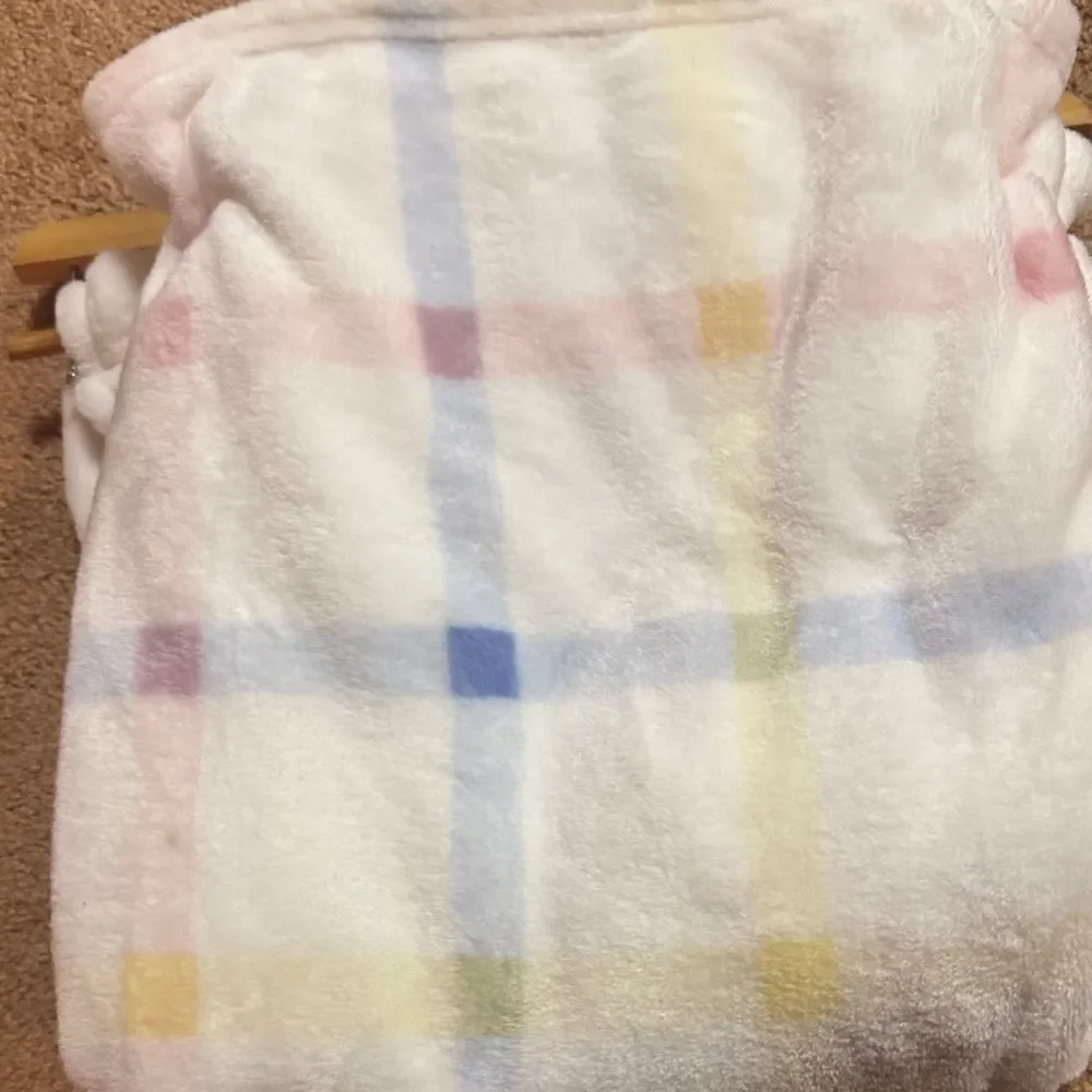 Soft White with Pastel Plaid Print throw